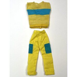 VTG Barbie & Clone Y2K Yellow & Aqua OUTFIT Mesh Top & Cropped Cargo Pants EUC